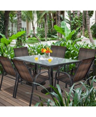 Set of 6 Outdoor PE Wicker Stackable Chairs with Sturdy Steel Frame