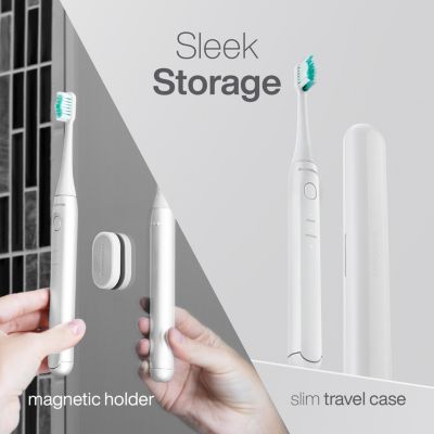 Icon Rechargeable Toothbrush | Magnetic Holder & Slim Travel Case | 2 Brushing Modes & Smart Timers | Modern & Convenient