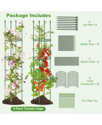 2-Pack Garden Trellis Tomato Cage with Adjustable Height