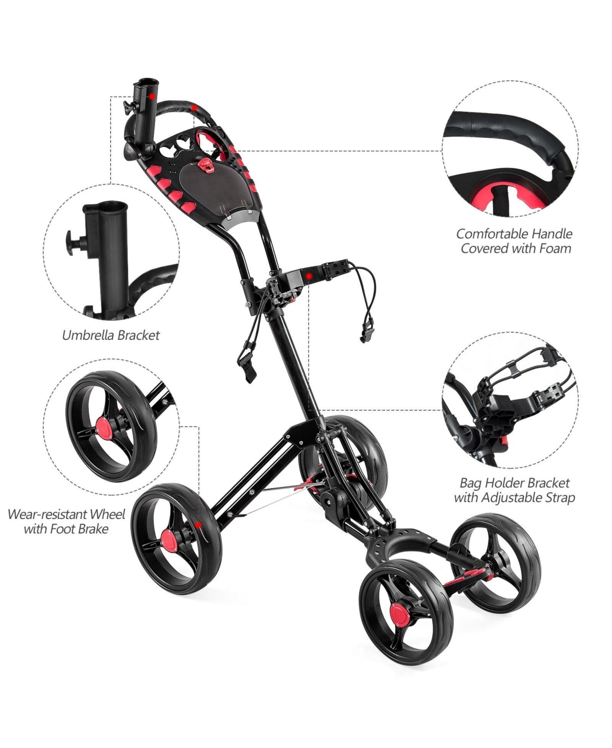 Givimo 4 Wheel Folding Golf Pull Push Cart Trolley