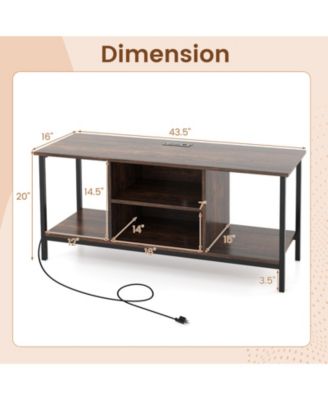 TV Stand Entertainment Center with Open Storage Shelves and Power Outlets to 50 Inches