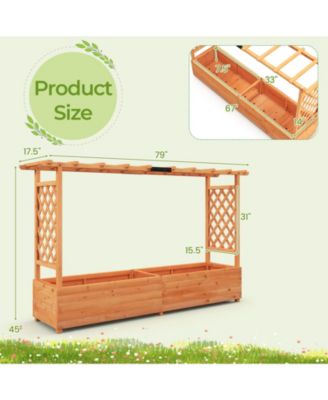 Raised Garden Bed with Side Trellis Hanging Roof and Planter Box