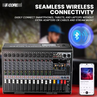 Audio DJ Mixer 12 Channel Sound Board L Shape w Bluetooth USB 99 DSP Effects 48V Phantom Power - MX 12CH L