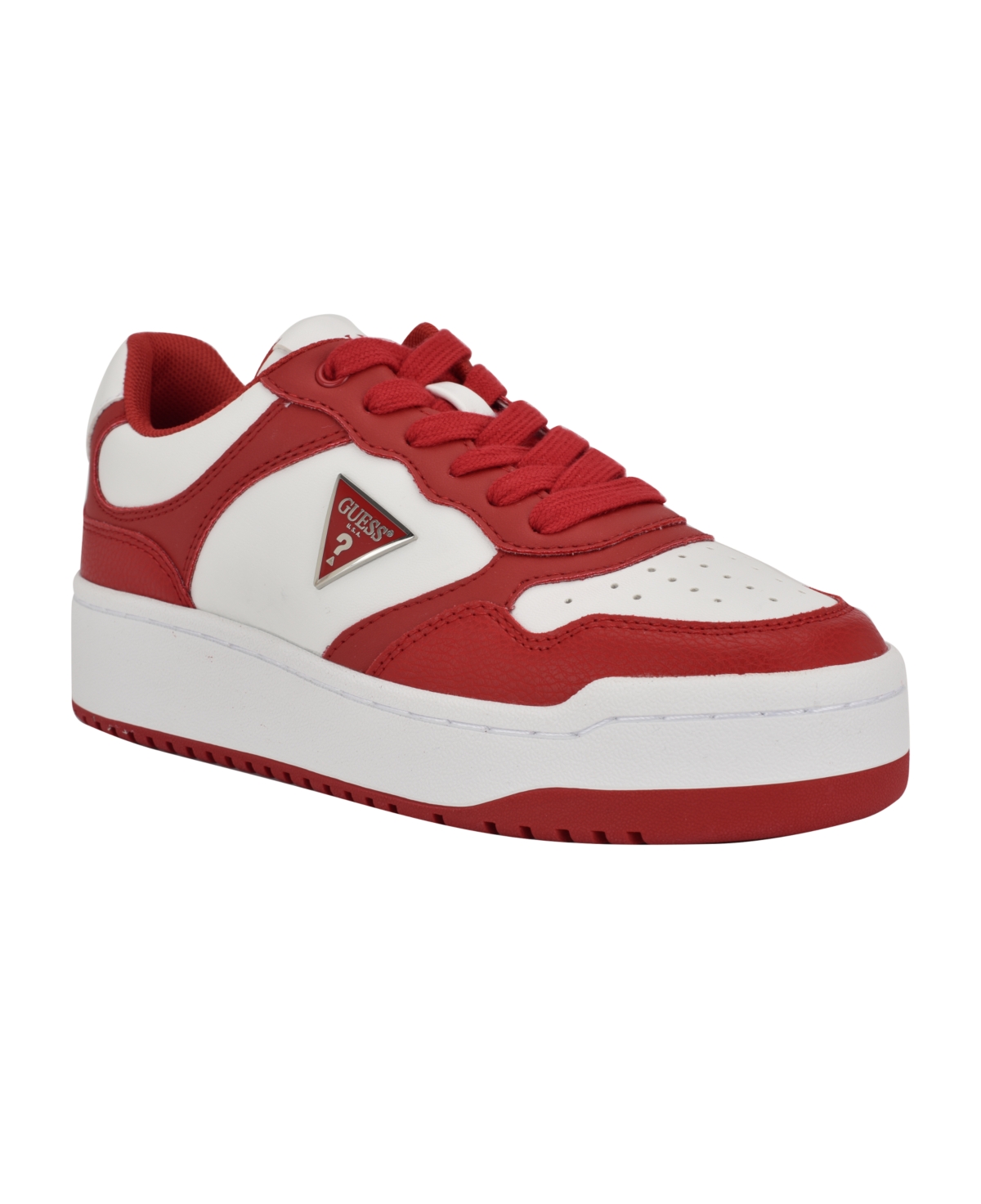 Guess Women s Miram Platform Lace up Court Sneakers In Ruby Red white ModeSens