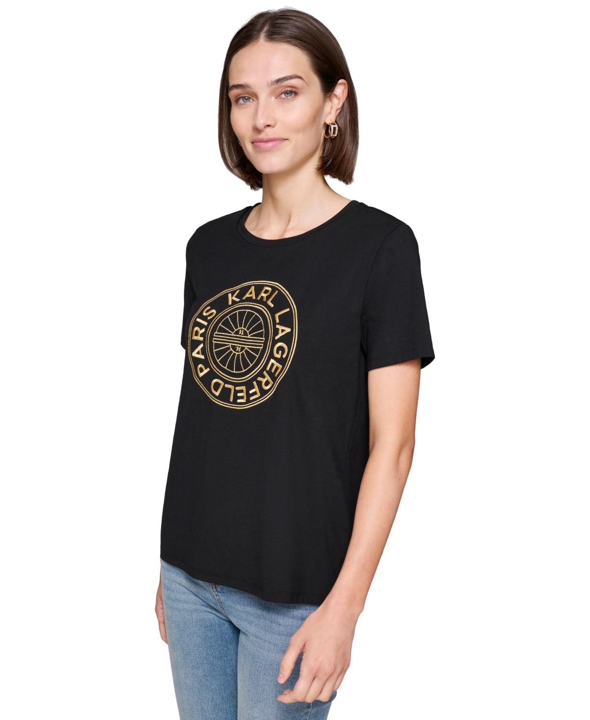Karl Lagerfeld Paris Women's Graphic T-Shirt - Black  Gold