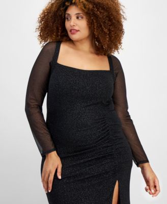 Trendy Plus Size Glittered Ruched Gown