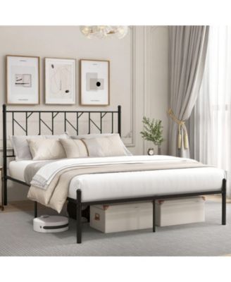 Queen Size Platform Bed Frame with Sturdy Metal Slat Support