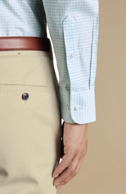 Men's Slim Fit Button-Down Collar Non-Iron Stretch Check Oxford Shirt