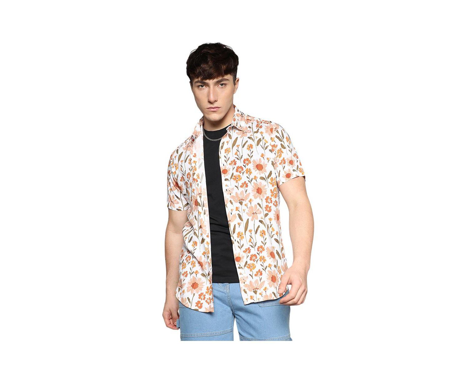 Men's Orange Flower Shirt