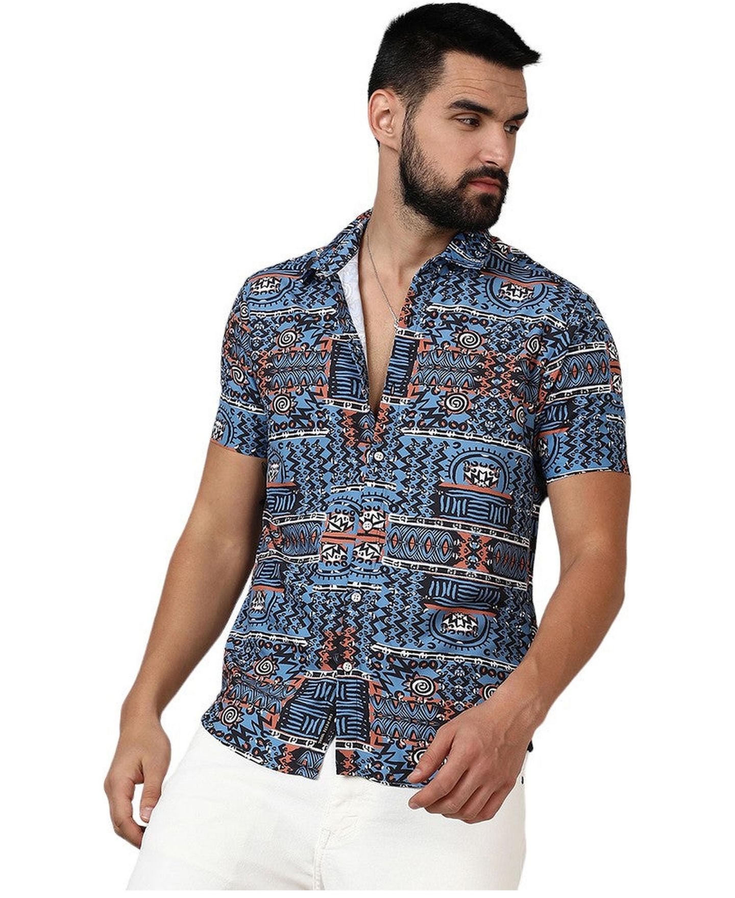 Мужская рубашка Cahoot Campus Sutra Icy Blue Artistic Bohemian, цвет: Синий — фото 1