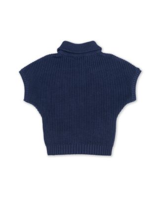 Girls Organic Spread Collar Short Sleeve Sweater