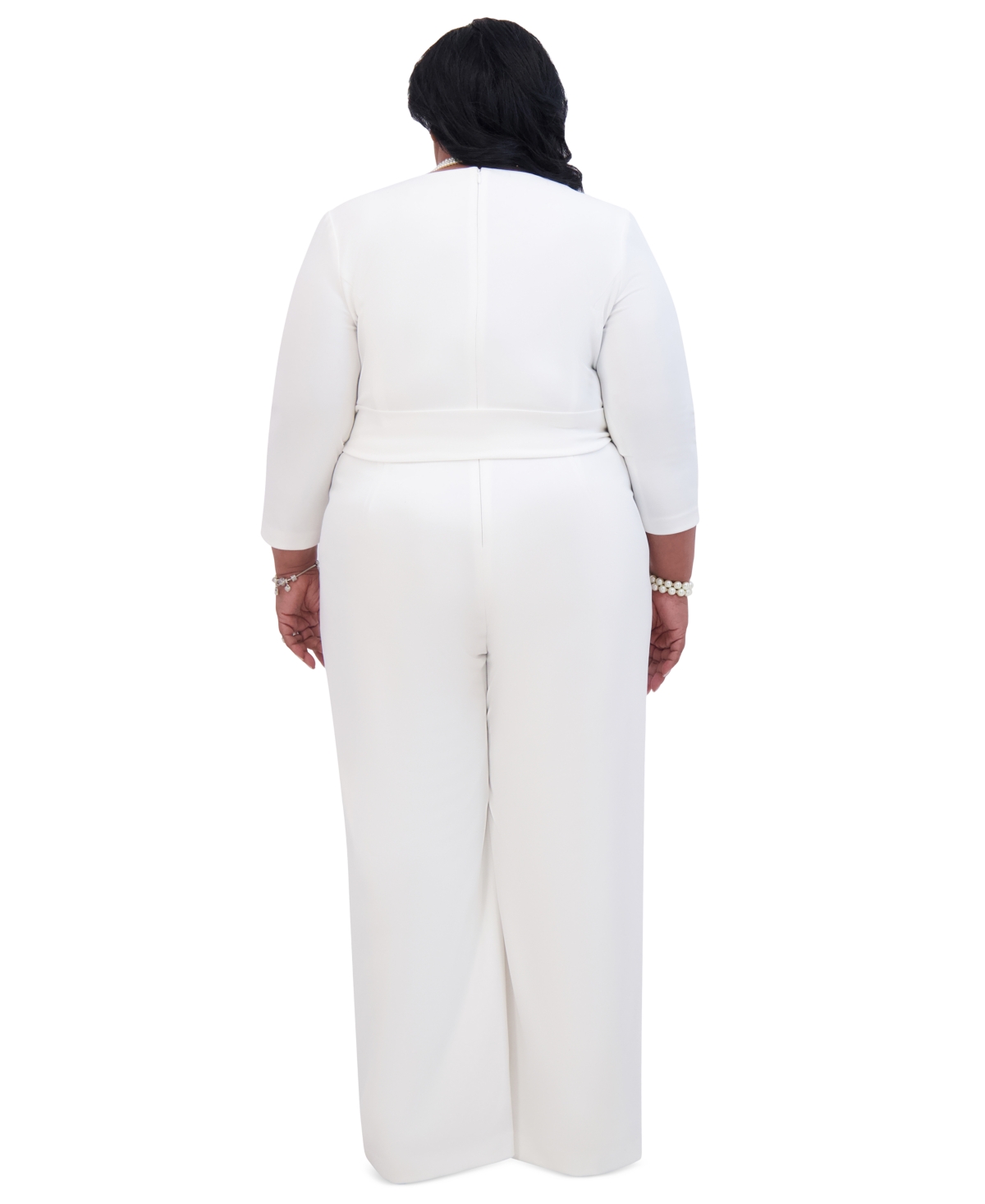 Kasper Women's Tie-Waist 3/4-Sleeve Wide-Leg Jumpsuit