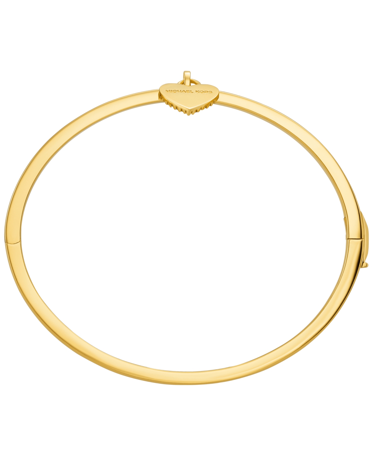 Michael Kors Brass Heart Two-sided Charm Bangle Bracelet In Silver