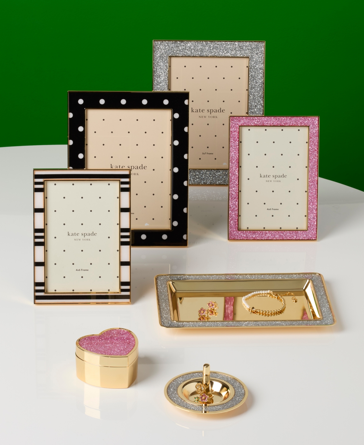 Shop Kate Spade Sitting Pretty Dot Frame, 5"x 7" In Gold Plated