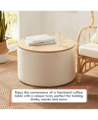 Parker Large Round Coffee Table Storage Ottoman