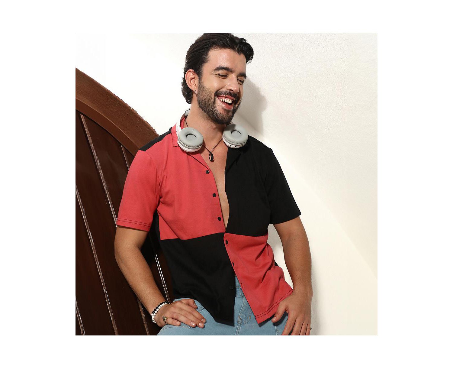 Men's Crimson Red & Jet Black Maxi Checkers Shirt