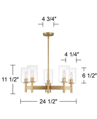 Lantico Gold Pendant Chandelier 24 1/2" Wide Modern Clear Glass 5-Light Fixture for Dining Room House Foyer Kitchen Island Bedroom