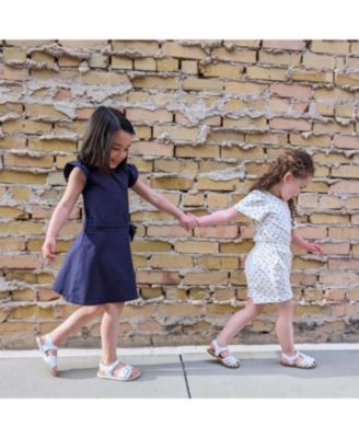 Little Girls Organic Flutter Sleeve Wrap Back Knit Romper