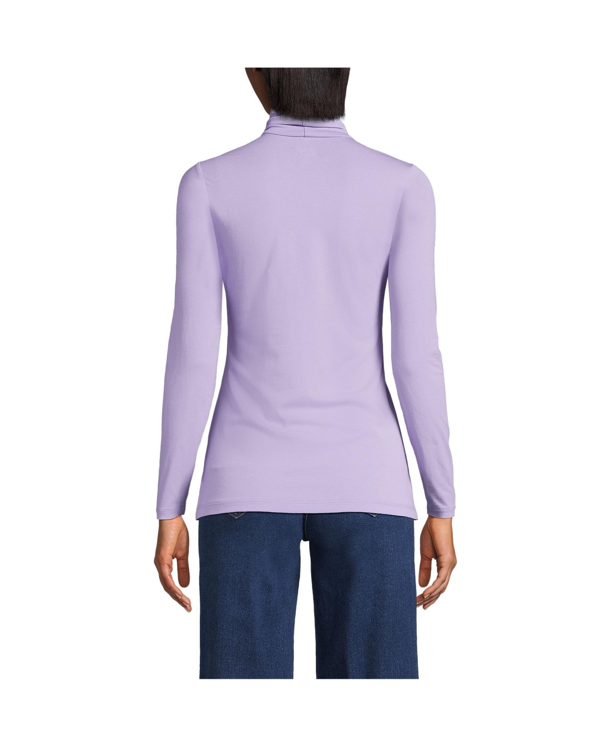 Lands' End Women's Tall Lightweight Jersey Skimming Sleeve Turtleneck