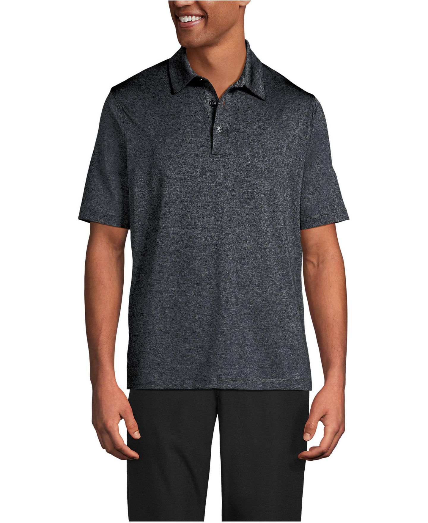 Мужское поло Lands' End Rapid Dry Space Dye Polo Shirt, цвет: Чёрный космический — фото 1