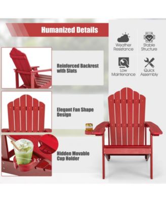 Weather Resistant HIPS Outdoor Adirondack Chair with Cup Holder
