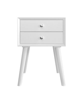 Mid-Century Wooden Multipurpose End Table with 2 Storage Drawers