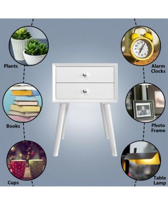 Mid-Century Wooden Multipurpose End Table with 2 Storage Drawers