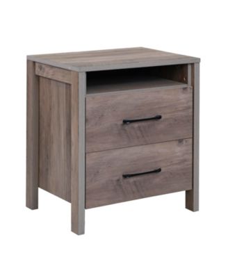 Nightstand with 2 Drawers Farmhouse Bed Side Table with Open Storage Shelf