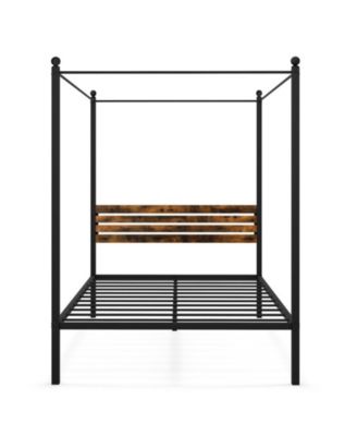 Twin Canopy Bed Frame with Under Bed Storage