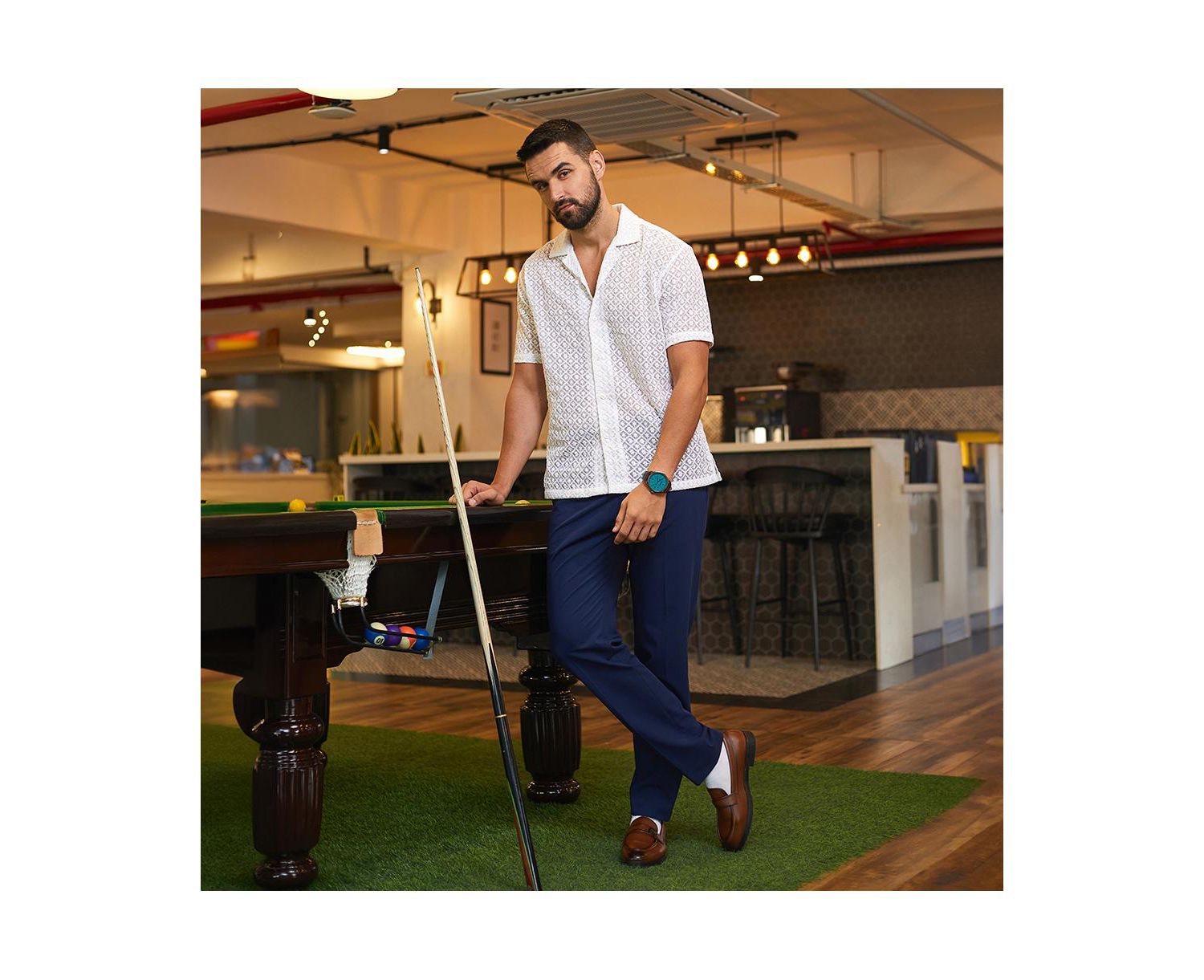 Men's Chalk White Floral Embroidered Shirt