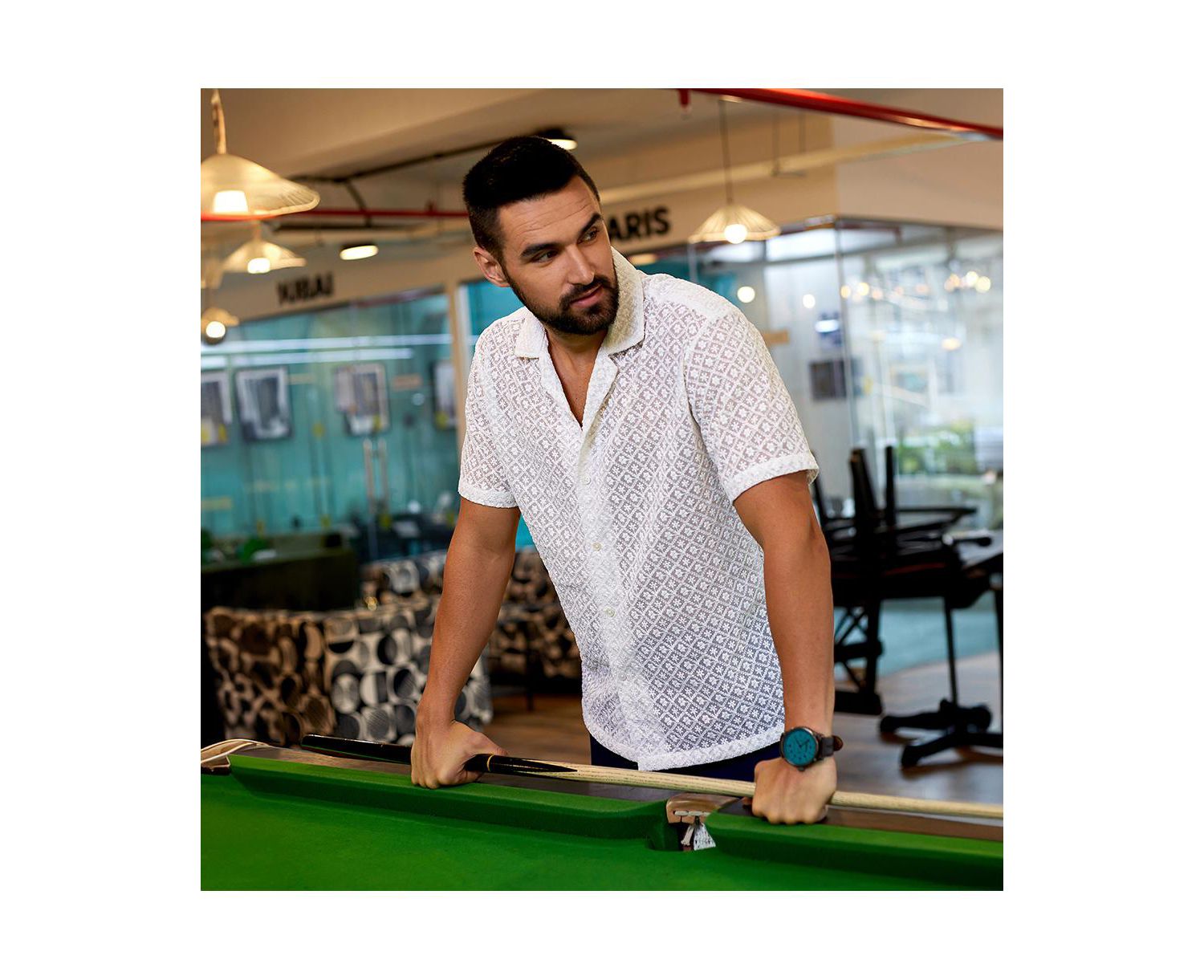 Men's Chalk White Floral Embroidered Shirt