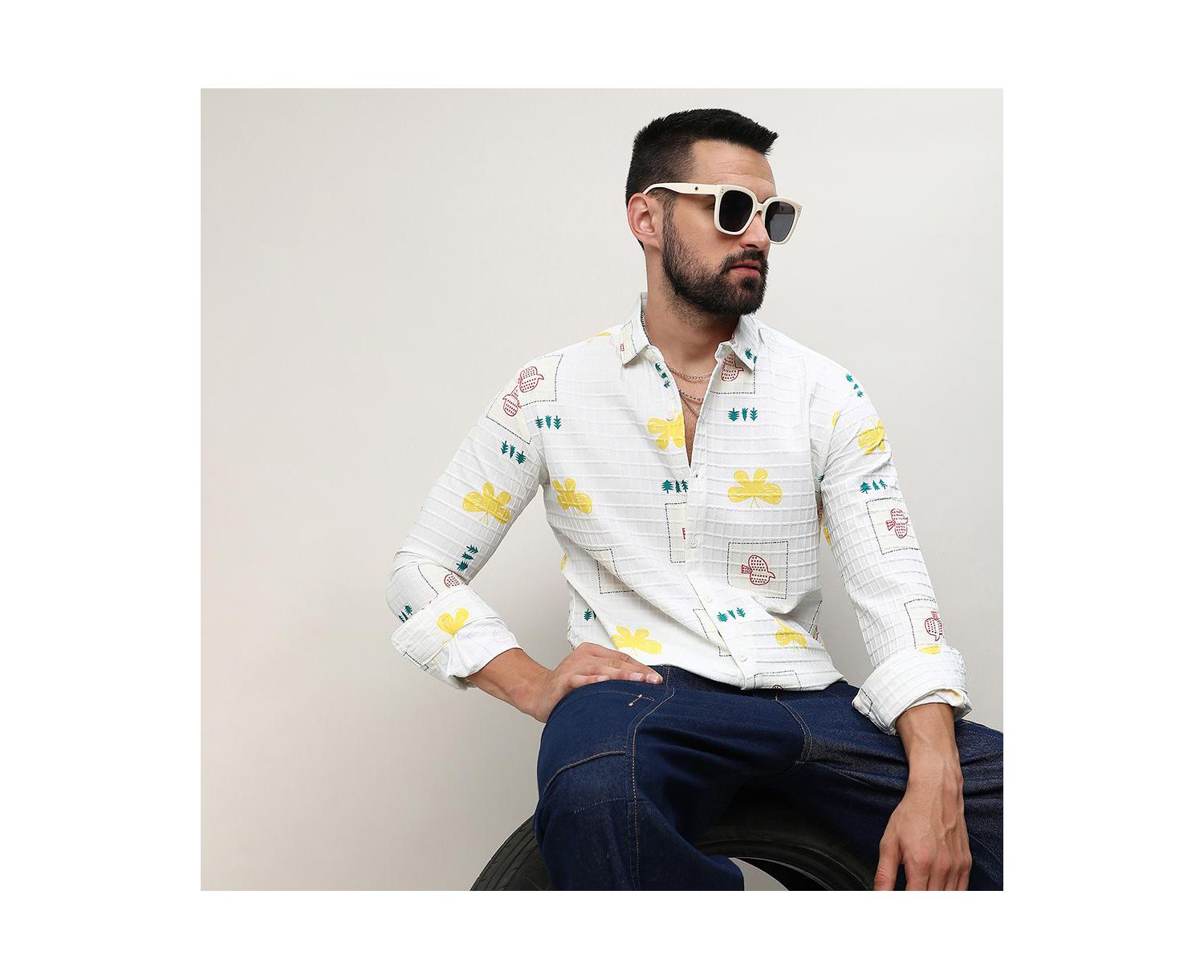 Men's Chalk White Butterfly Pine Shirt