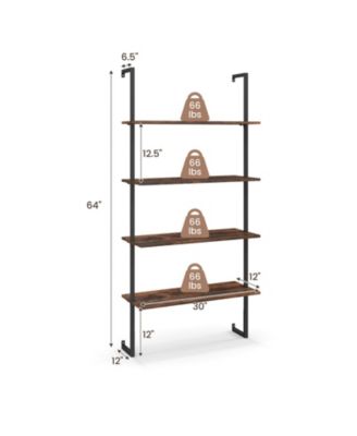 4-Tier Industrial Ladder Bookshelf with Metal Frame