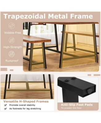 Dining Table Set for 5-7 with 2-Bottle Wine Rack and Condiment Holder