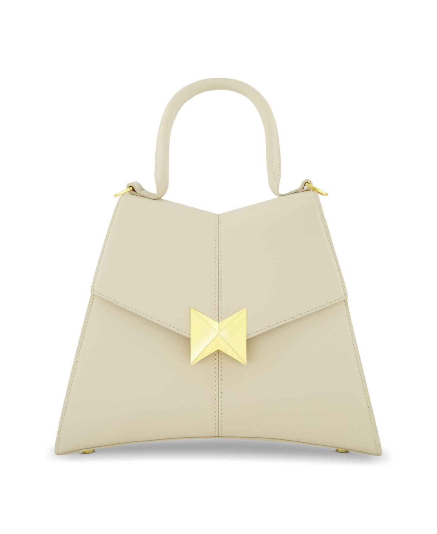 Женская сумка Mac Duggal Gold Plated Hardware Angular Leather Handbag, цвет: Экрю — фото 2
