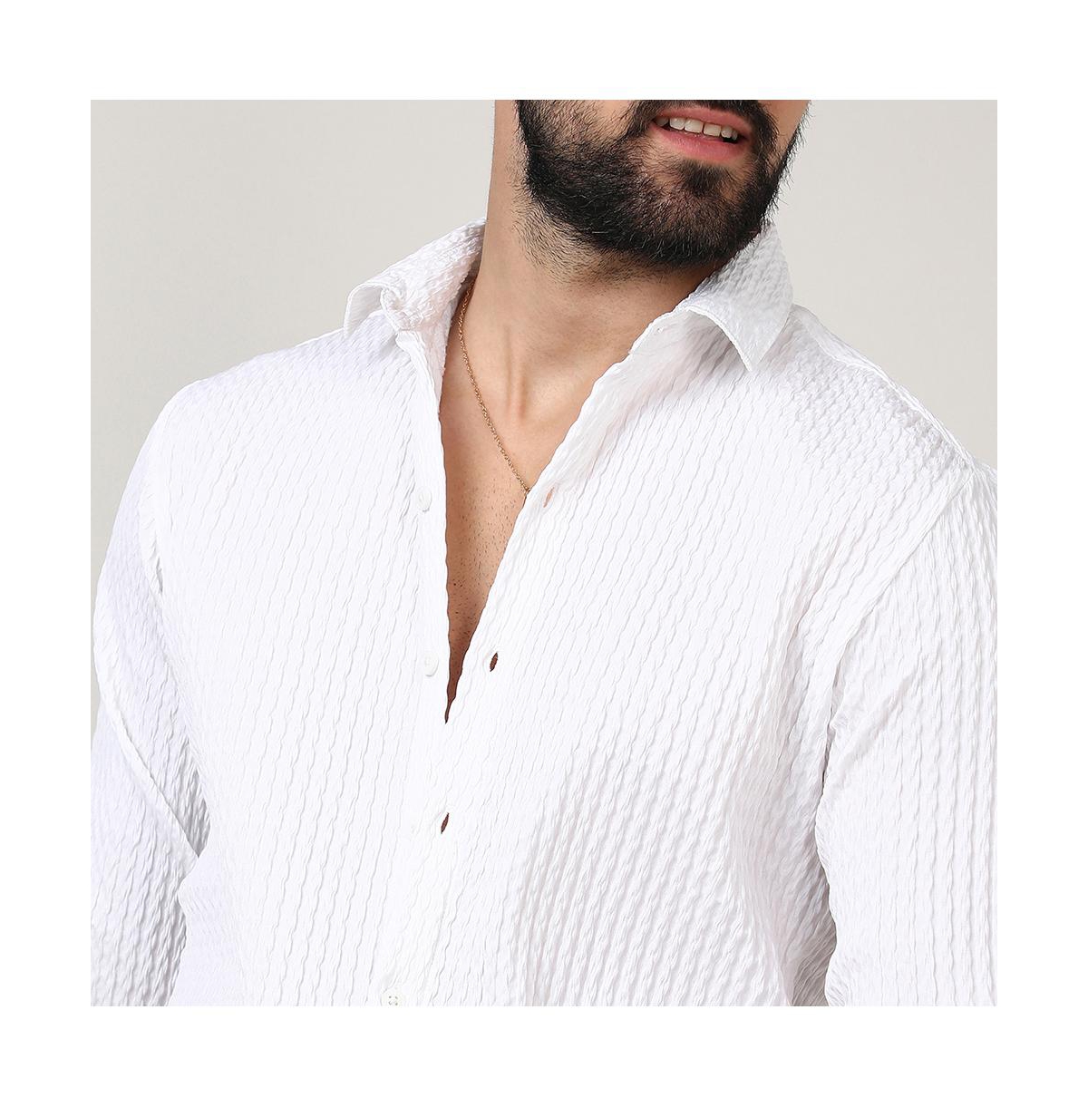Campus Sutra Men's ChalkTwisted Crease Shirt - White