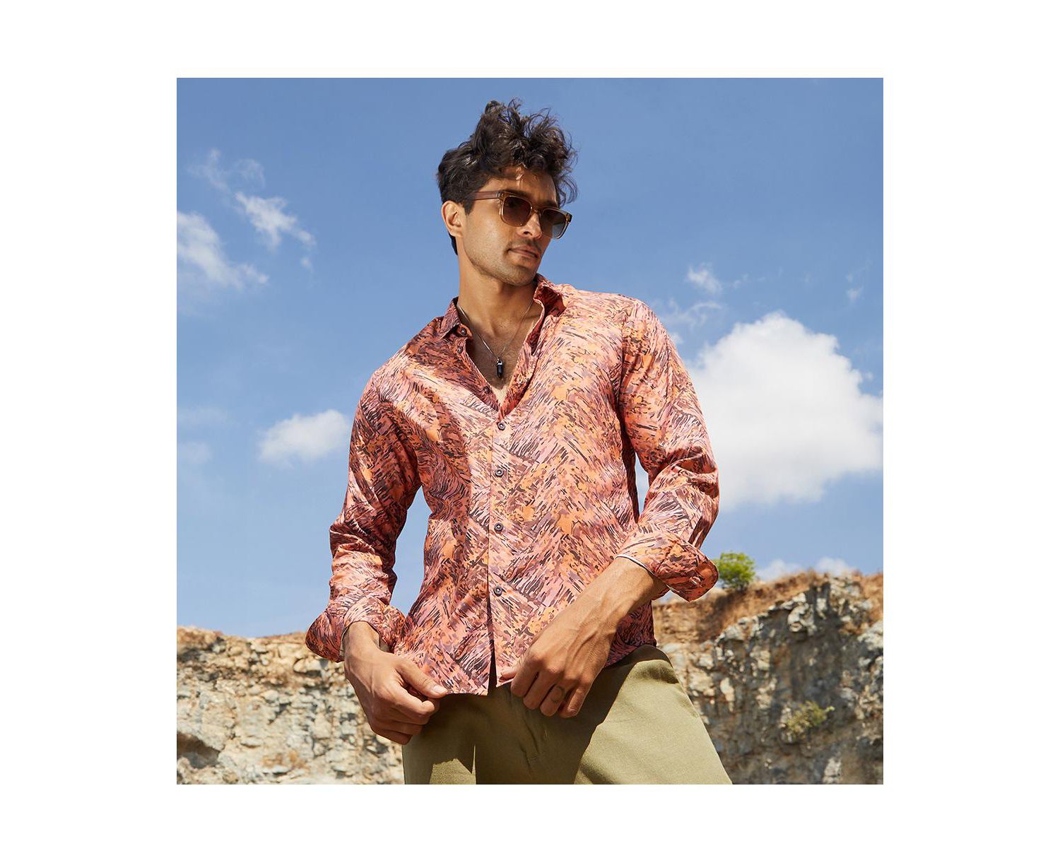 Men's Sienna Brown Animal Print Shirt