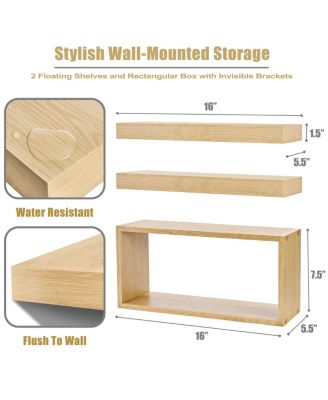 2 Floating Shelves with Invisible Brackets & 1 Rectangular Box