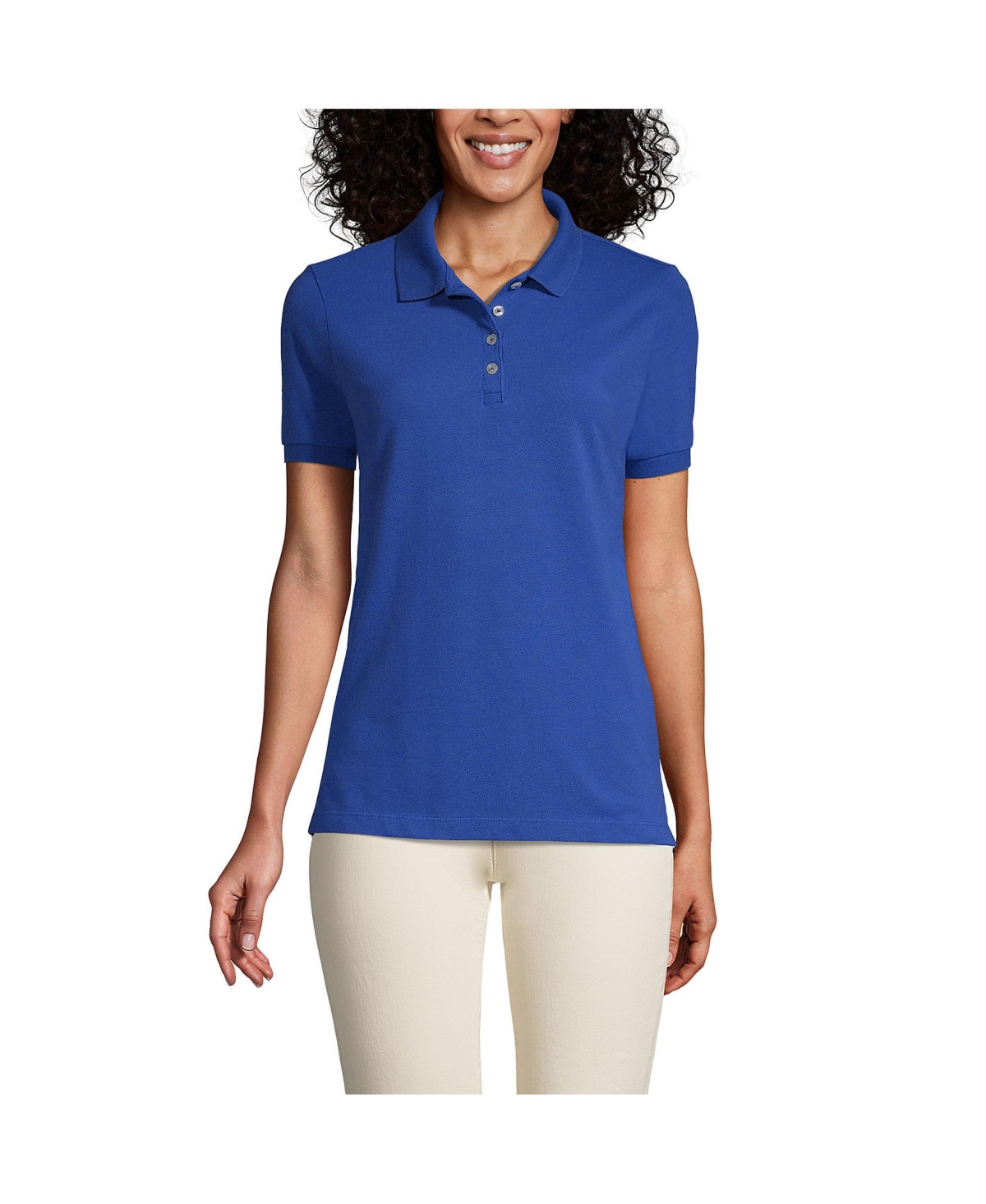 Women's Banded Short Sleeve Fem Fit Mesh Polo - Dark cobalt blue