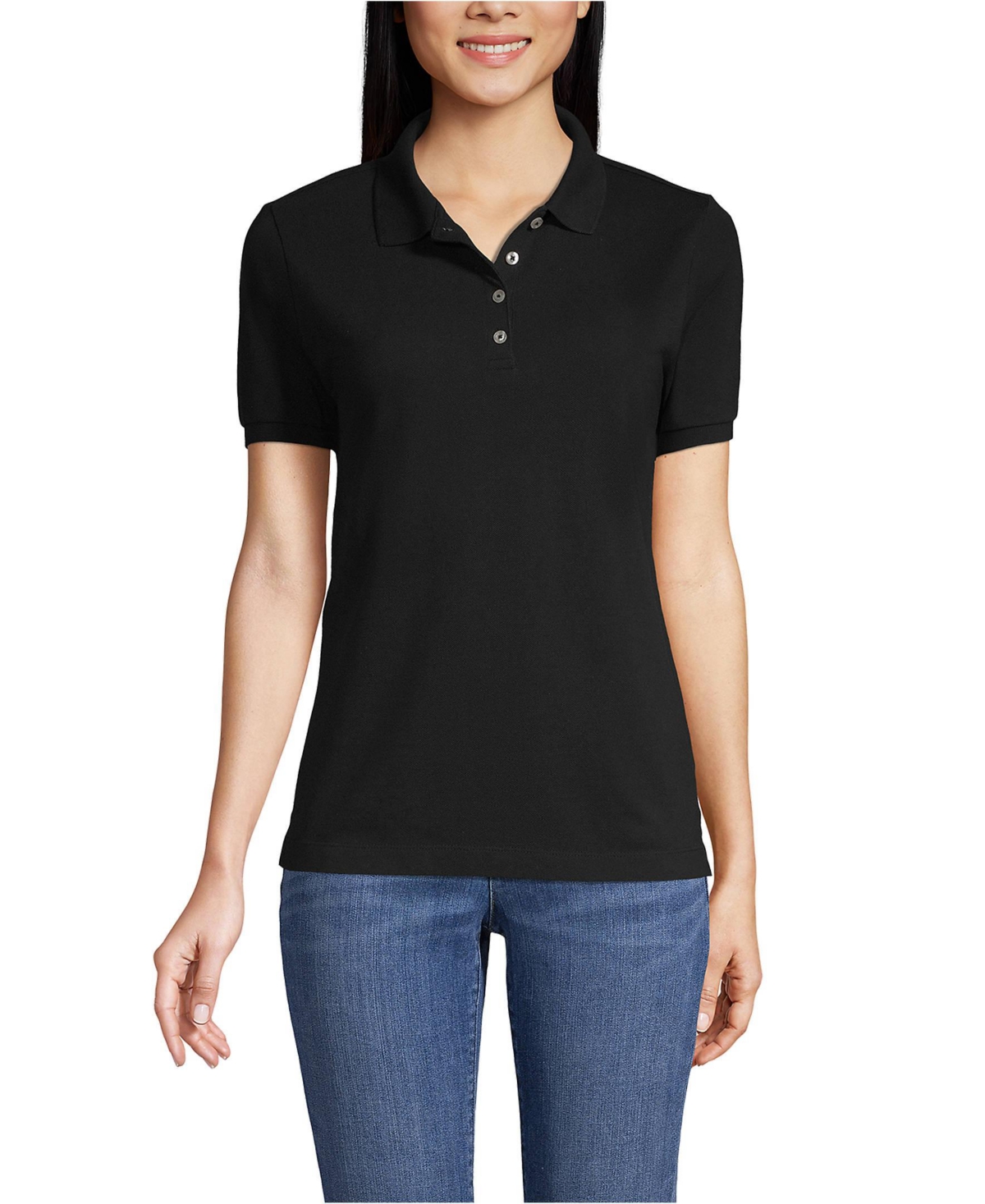 Lands' End Women's Banded Short Sleeve Fem Fit Mesh Polo
