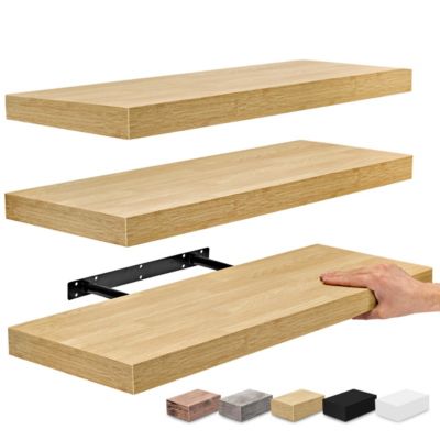 Set of 3 (24"x9") Sorbus Rectangle Floating Shelves with Invisible Brackets - for Bedroom, Kitchen Decor, Bathroom Shelves
