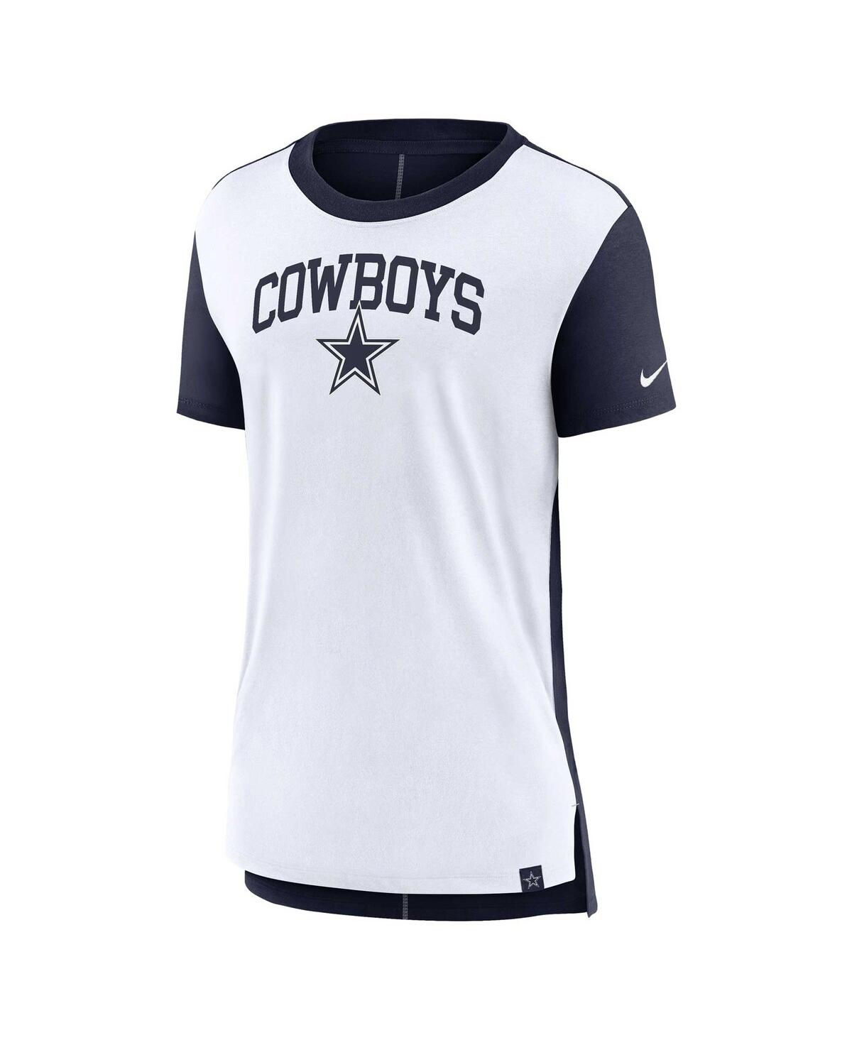 Nike Women's Cream/navy Dallas Cowboys Wordmark Tri-blend T-shirt In Cream,navy