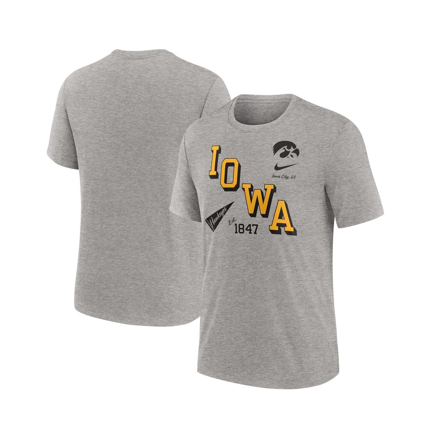 Мужская футболка Nike Heather Gray Iowa Hawkeyes Blitz Roll Call Tri-Blend — фото 1