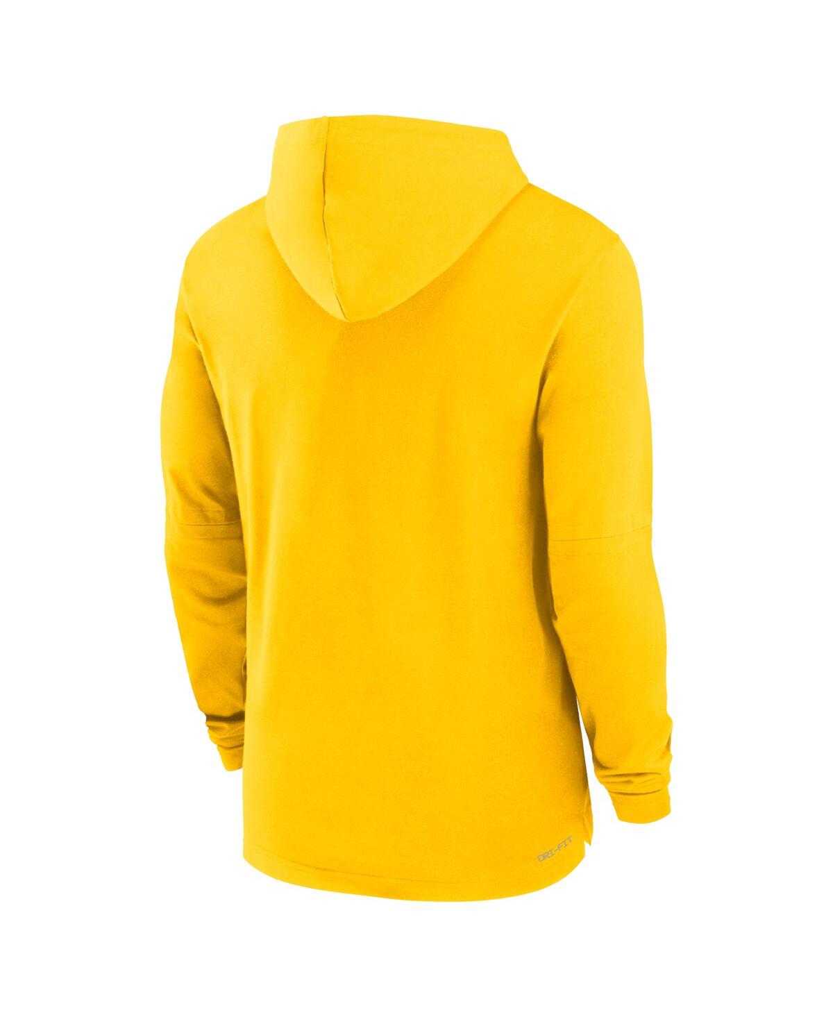 JORDAN MEN'S MAIZE MICHIGAN WOLVERINES SIDELINE HOODIE PERFORMANCE LONG SLEEVE T-SHIRT 
