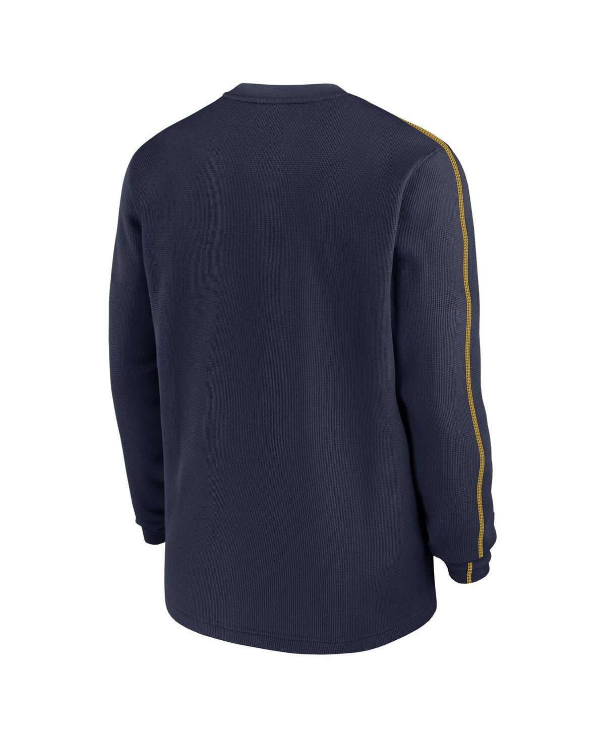 Jordan Men's Navy Michigan Wolverines 2024 Sideline Coaches Long Sleeve Top In Navy,maize