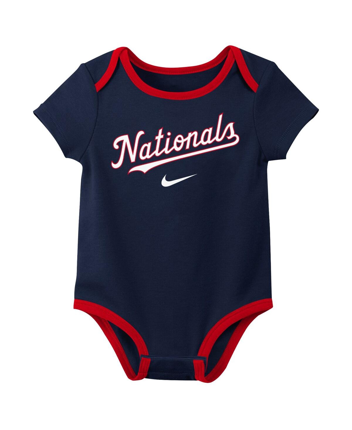 Nike Baby Boys And Girls Washington Nationals Authentic Collection Three-pack Bodysuit Set In Multi