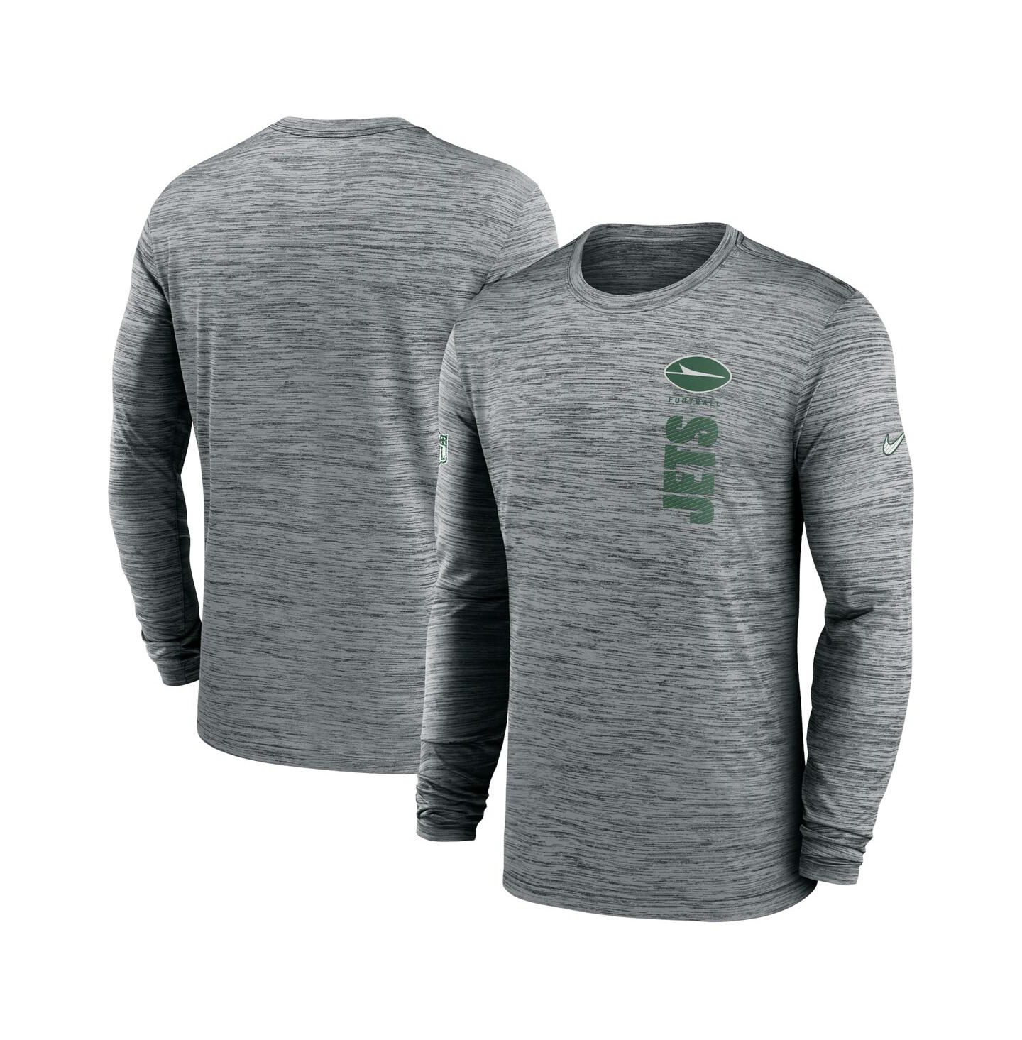Мужская футболка Nike Gray New York Jets 2024 Sideline Velocity Performance Long Sleeve — фото 1