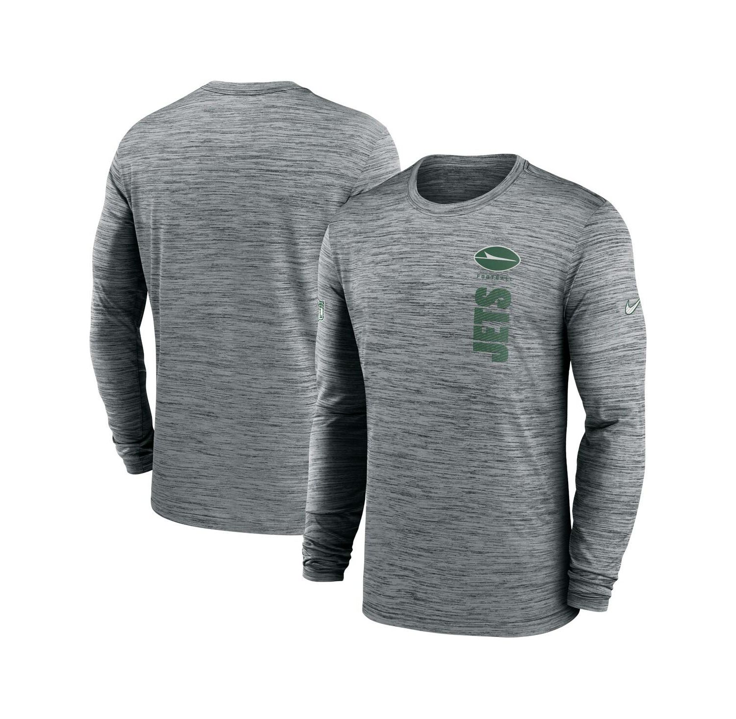Men's Gray New York Jets 2024 Sideline Velocity Performance Long Sleeve T-Shirt