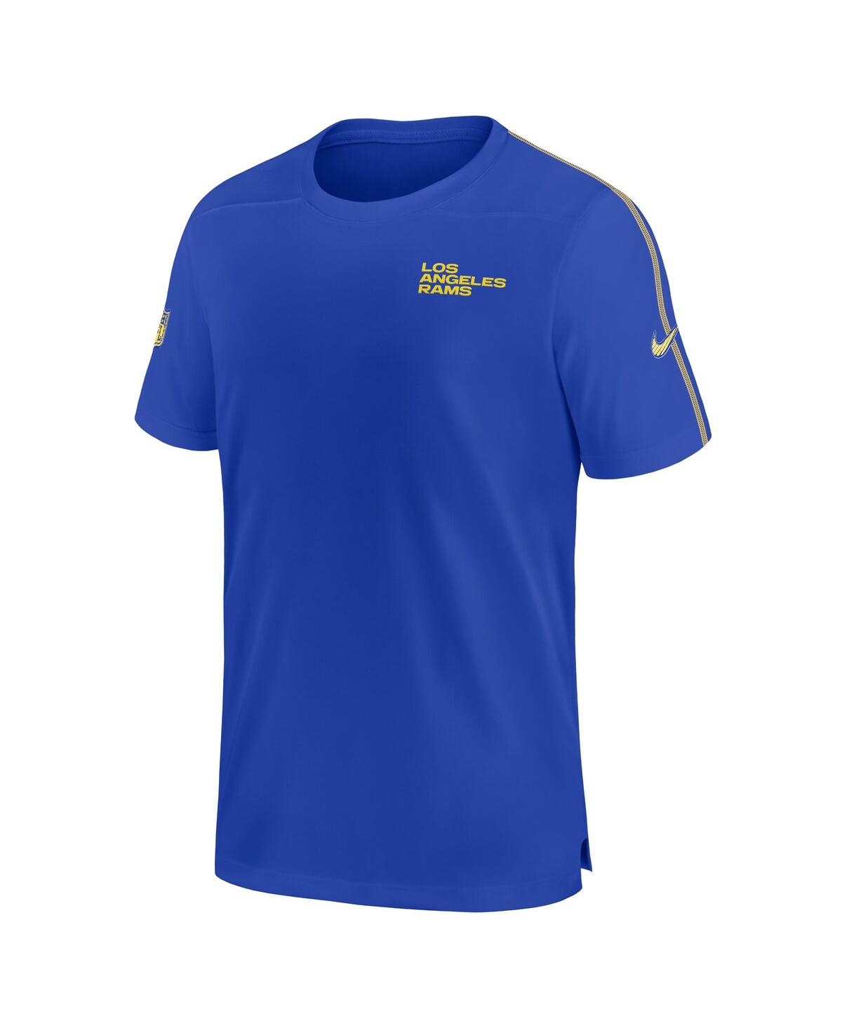 Nike Men's Royal Los Angeles Rams 2024 Sideline Coach Uv Performance T-shirt In Royal,gold