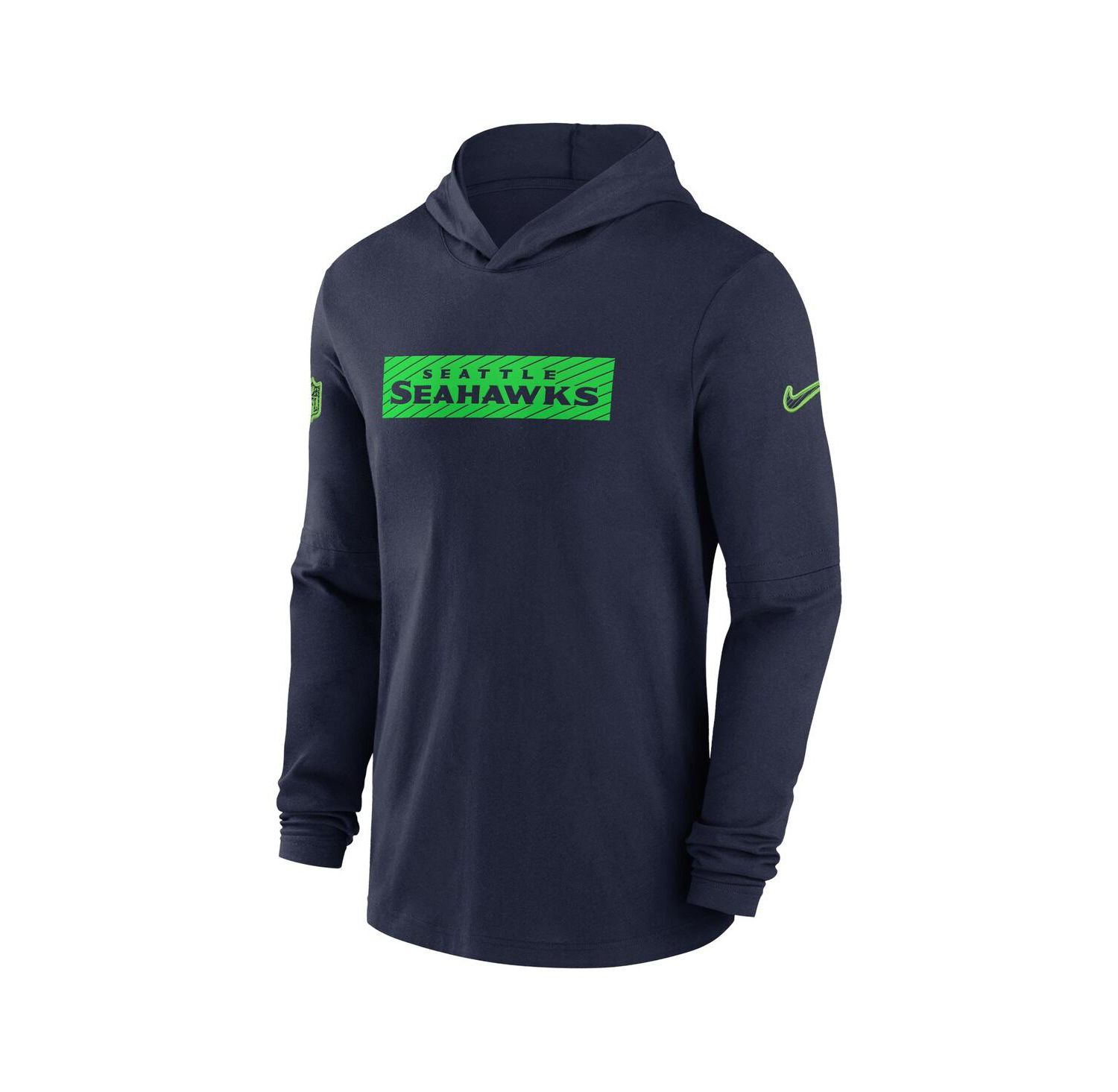 Men's College Navy Seattle Seahawks Sideline Hoodie Performance Long Sleeve T-Shirt
